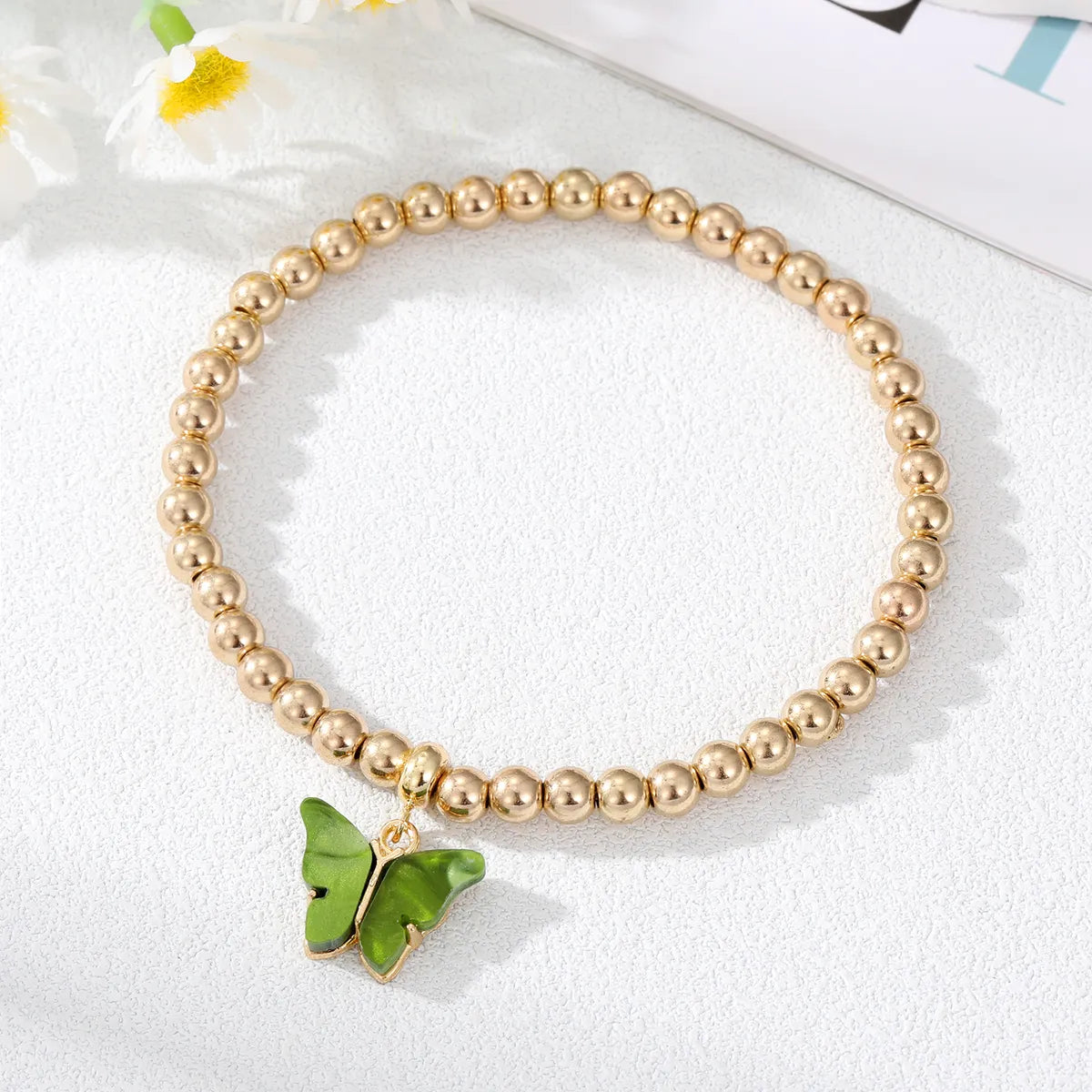 Simple Style Butterfly Alloy Beaded Resin Bracelets