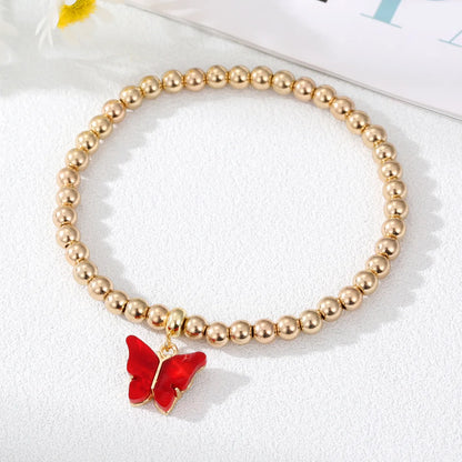 Simple Style Butterfly Alloy Beaded Resin Bracelets