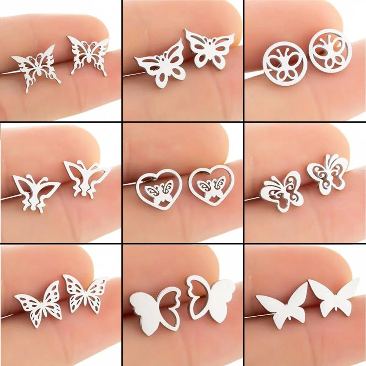 Women's Simple Style Butterfly Stainless Steel No Inlaid Ear Studs Plating Stainless Steel Earrings