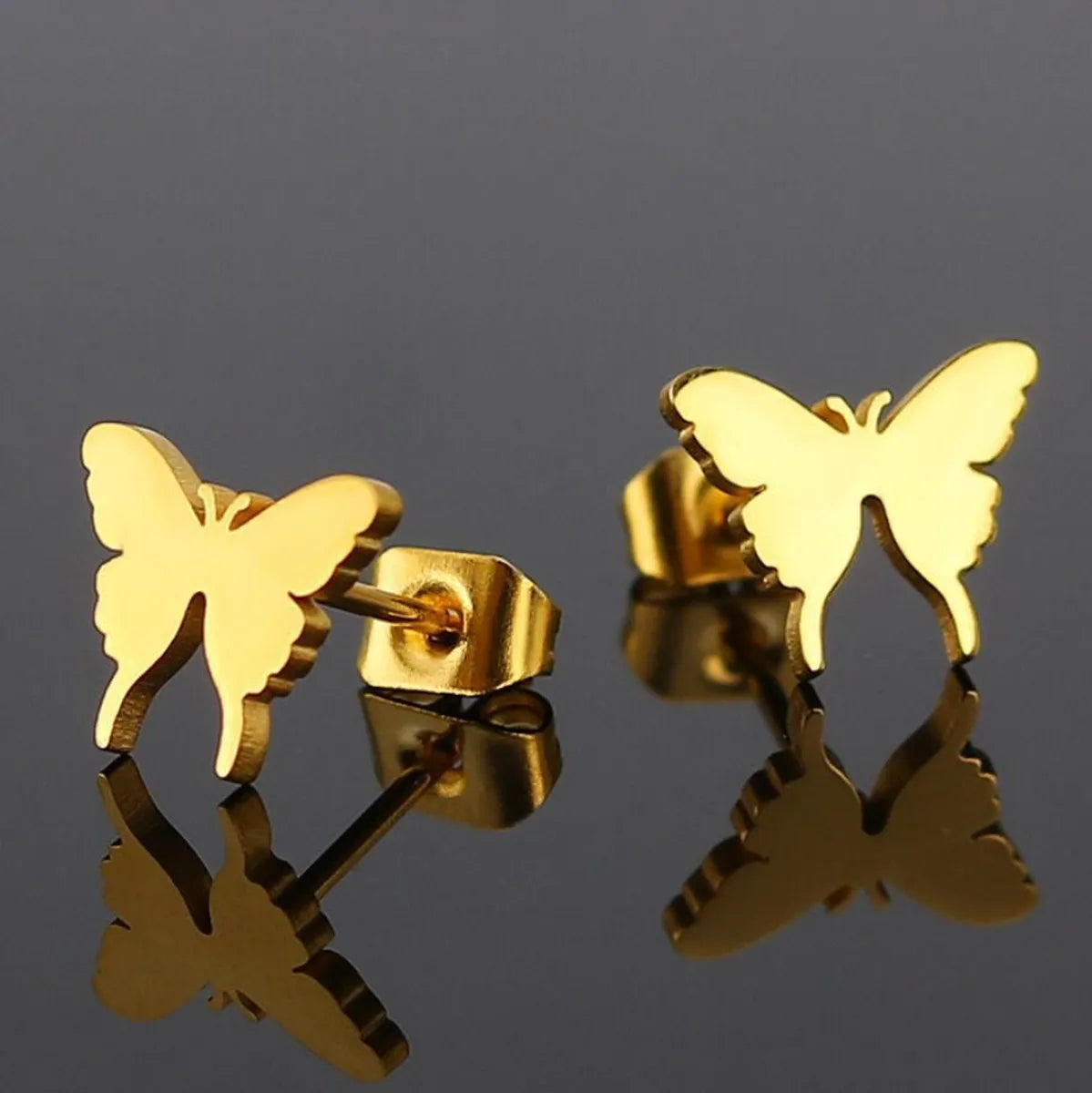 Simple Style Butterfly Plating 304 Stainless Steel No Inlaid 18K Gold Plated Ear Studs