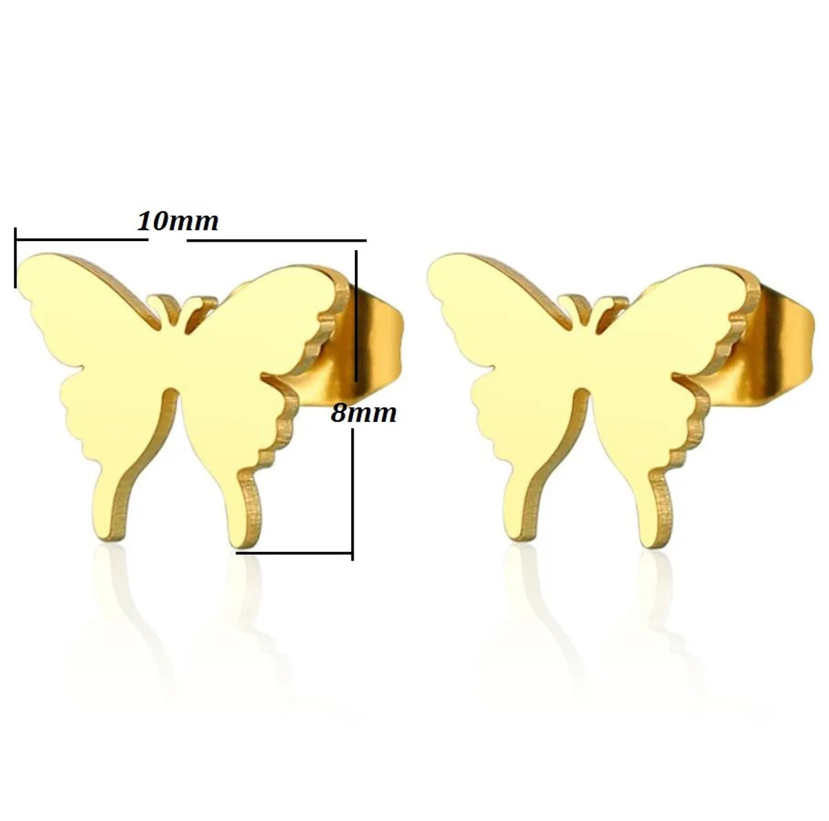 Simple Style Butterfly Plating 304 Stainless Steel No Inlaid 18K Gold Plated Ear Studs