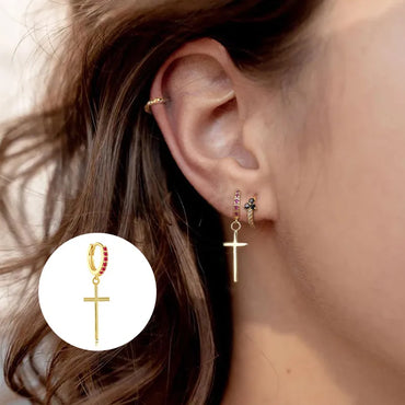 Women'S Simple Style Cactus Cross Butterfly Sterling Silver Zircon Earrings Gold Plated 925 Silver Earrings