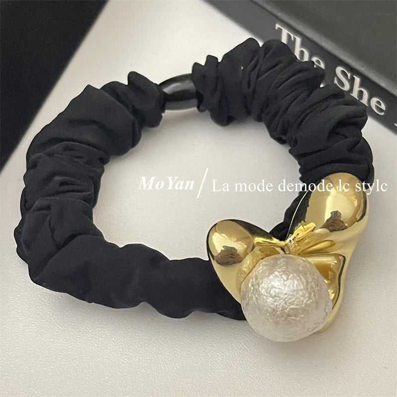 Women'S Simple Style Classic Style Color Block Alloy Pleated Hair Tie