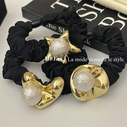 Women'S Simple Style Classic Style Color Block Alloy Pleated Hair Tie