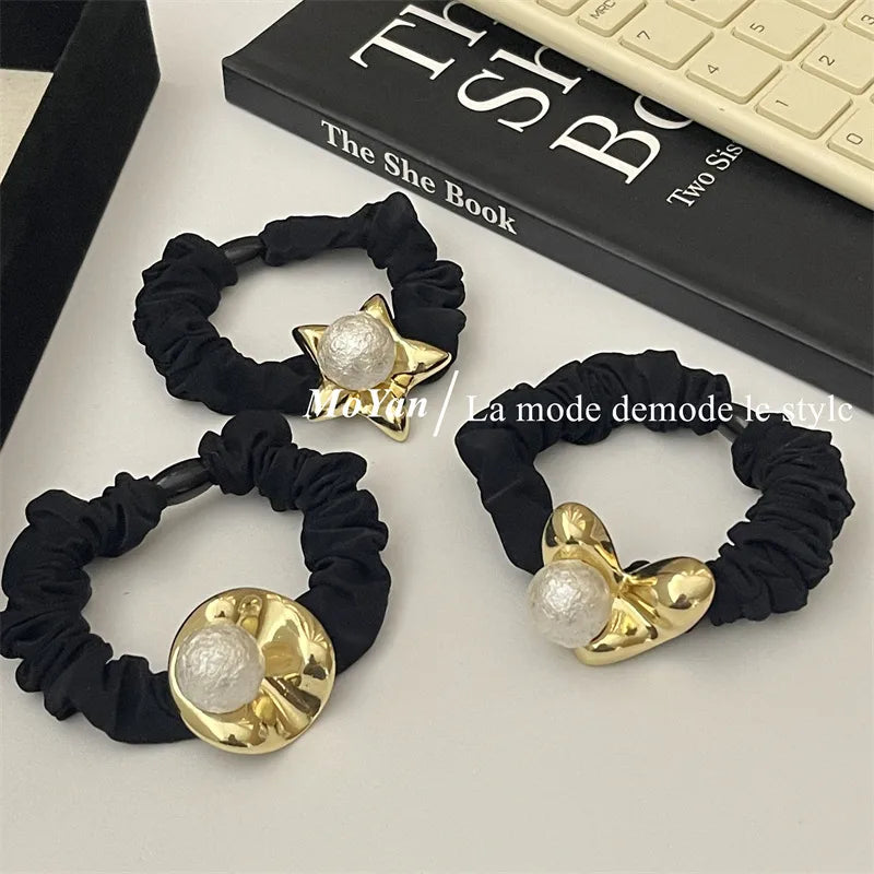 Women'S Simple Style Classic Style Color Block Alloy Pleated Hair Tie