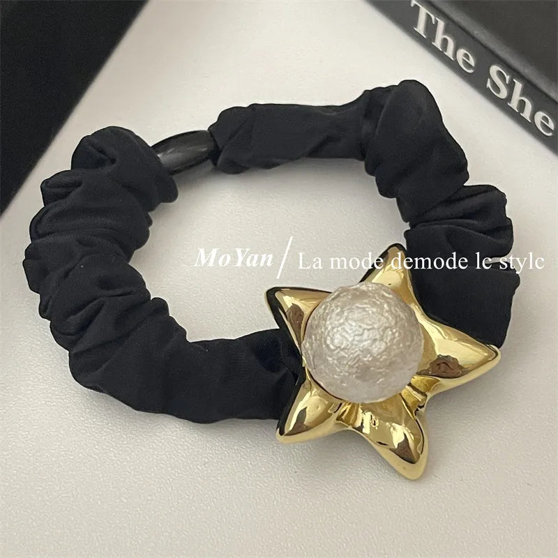 Women'S Simple Style Classic Style Color Block Alloy Pleated Hair Tie