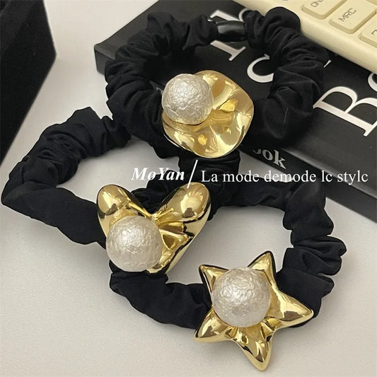 Women'S Simple Style Classic Style Color Block Alloy Pleated Hair Tie