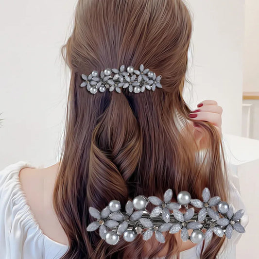 Women'S Simple Style Classic Style Flower Alloy Inlay Rhinestones Pearl Hair Clip