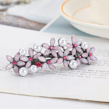 Women'S Simple Style Classic Style Flower Alloy Inlay Rhinestones Pearl Hair Clip