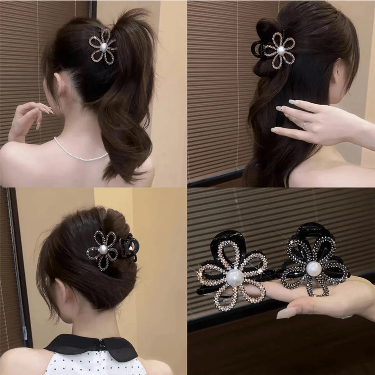 Women'S Simple Style Classic Style Flower Plastic Inlay Hair Claws