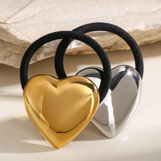 Women'S Simple Style Classic Style Heart Shape 304 Stainless Steel Plating Titanium Steel Hair Tie