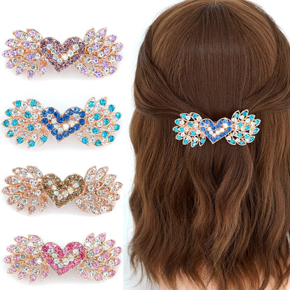 Women'S Simple Style Classic Style Heart Shape Alloy Inlay Rhinestones Hair Clip