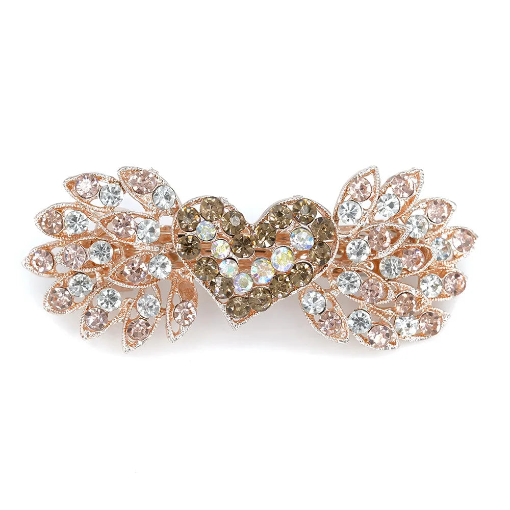 Women'S Simple Style Classic Style Heart Shape Alloy Inlay Rhinestones Hair Clip