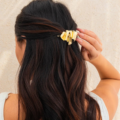 Women'S Simple Style Classic Style Solid Color Alloy Plating Pleated Hair Clip