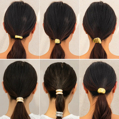 Women'S Simple Style Classic Style Solid Color Alloy Shiny Metallic Hair Tie