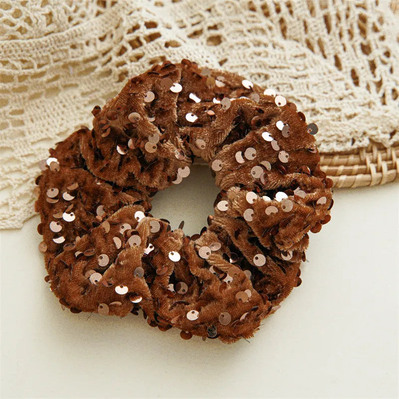 Women'S Simple Style Classic Style Solid Color Sequin Large Intestine Hair Ring