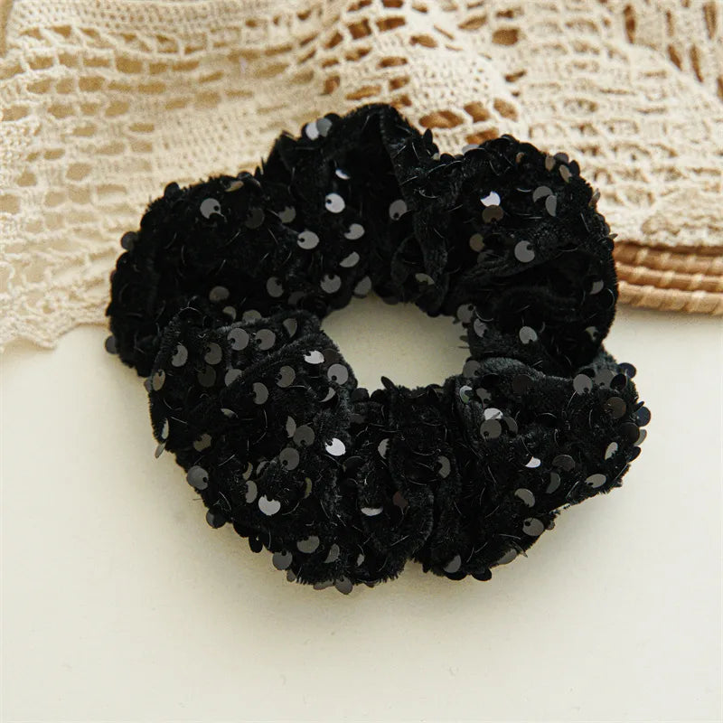 Women'S Simple Style Classic Style Solid Color Sequin Large Intestine Hair Ring