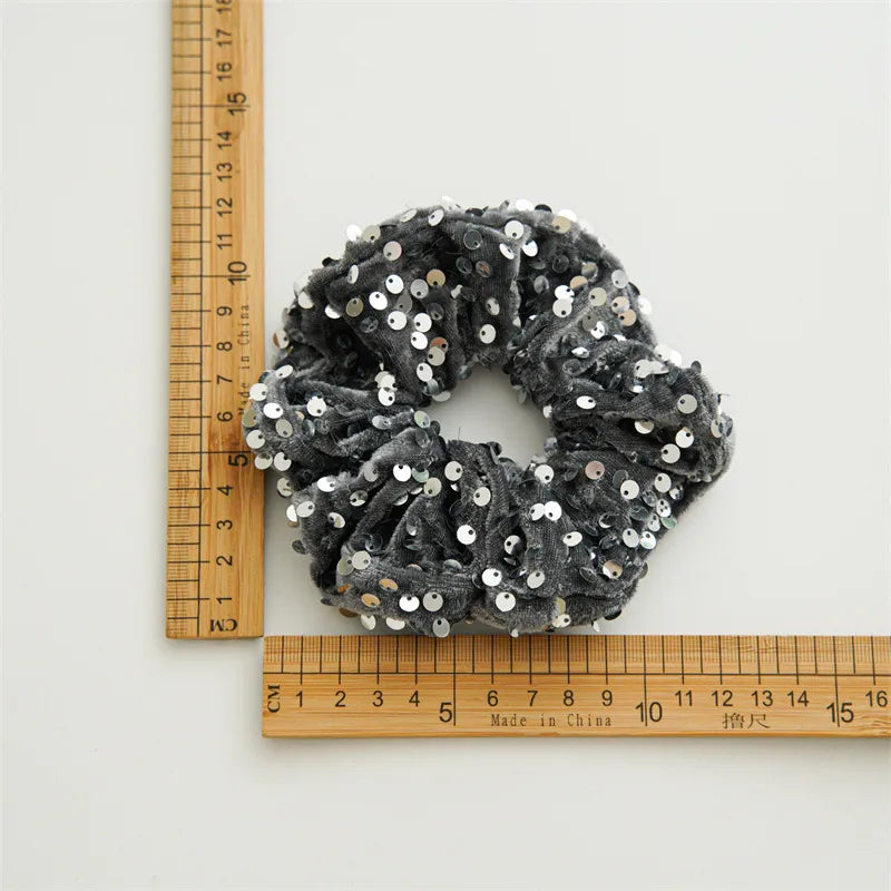 Women'S Simple Style Classic Style Solid Color Sequin Large Intestine Hair Ring