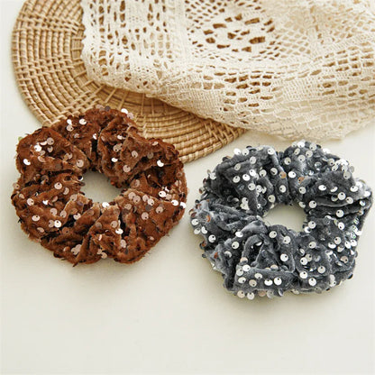 Women'S Simple Style Classic Style Solid Color Sequin Large Intestine Hair Ring