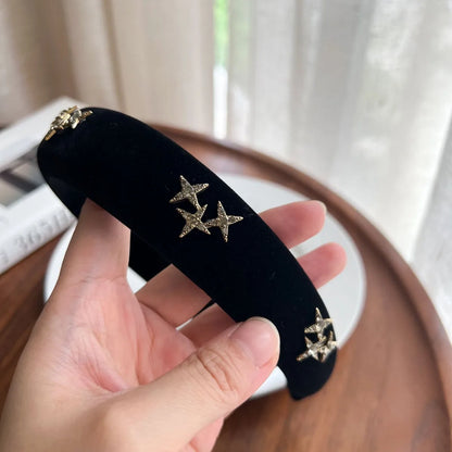 Women'S Simple Style Classic Style Star Cloth Inlay Rhinestones Hair Band