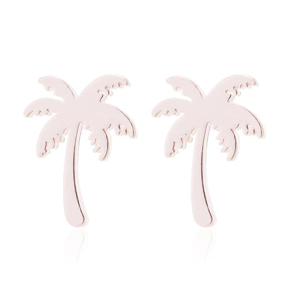 Simple Style Coconut Tree Plating 304 Stainless Steel No Inlaid 18K Gold Plated Ear Studs