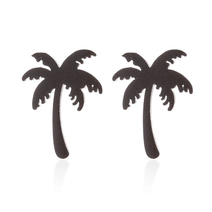 Simple Style Coconut Tree Plating 304 Stainless Steel No Inlaid 18K Gold Plated Ear Studs