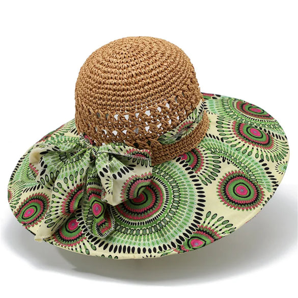 Women'S Simple Style Color Block Big Eaves Sun Hat