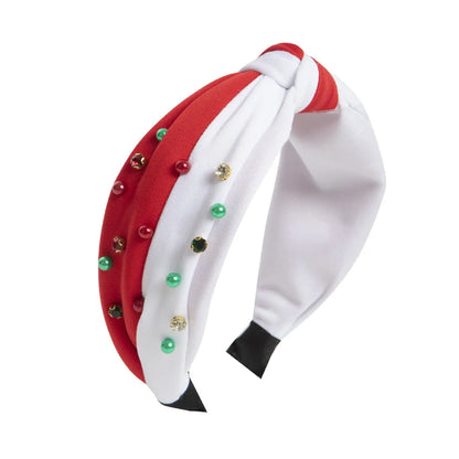 Women'S Simple Style Color Block Cloth Inlay Pearl Hair Band