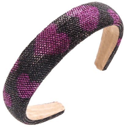 Women'S Simple Style Color Block Cloth Inlay Rhinestones Hair Band