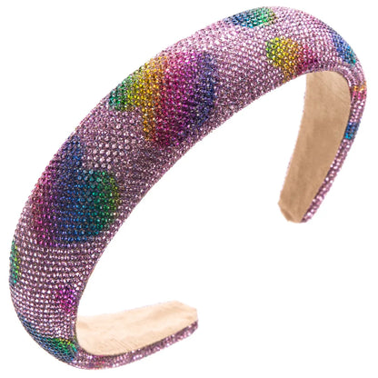 Women'S Simple Style Color Block Cloth Inlay Rhinestones Hair Band