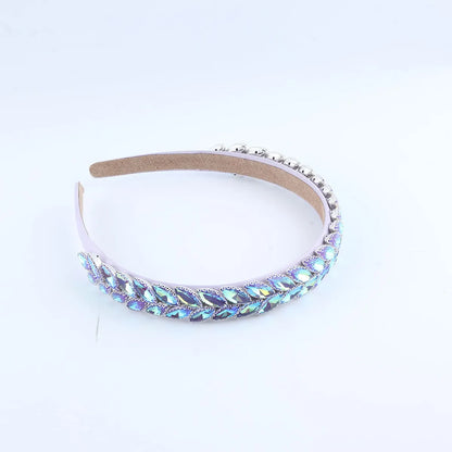 Women'S Simple Style Color Block Plastic Inlay Rhinestones Hair Band