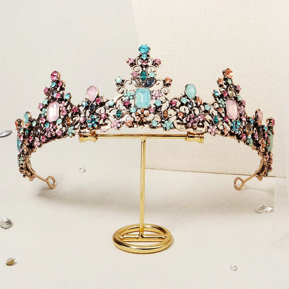 Women'S Simple Style Crown Alloy Rhinestone Crown