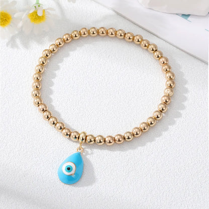 Simple Style Devil'S Eye Water Drop Alloy Resin Beaded Bracelets