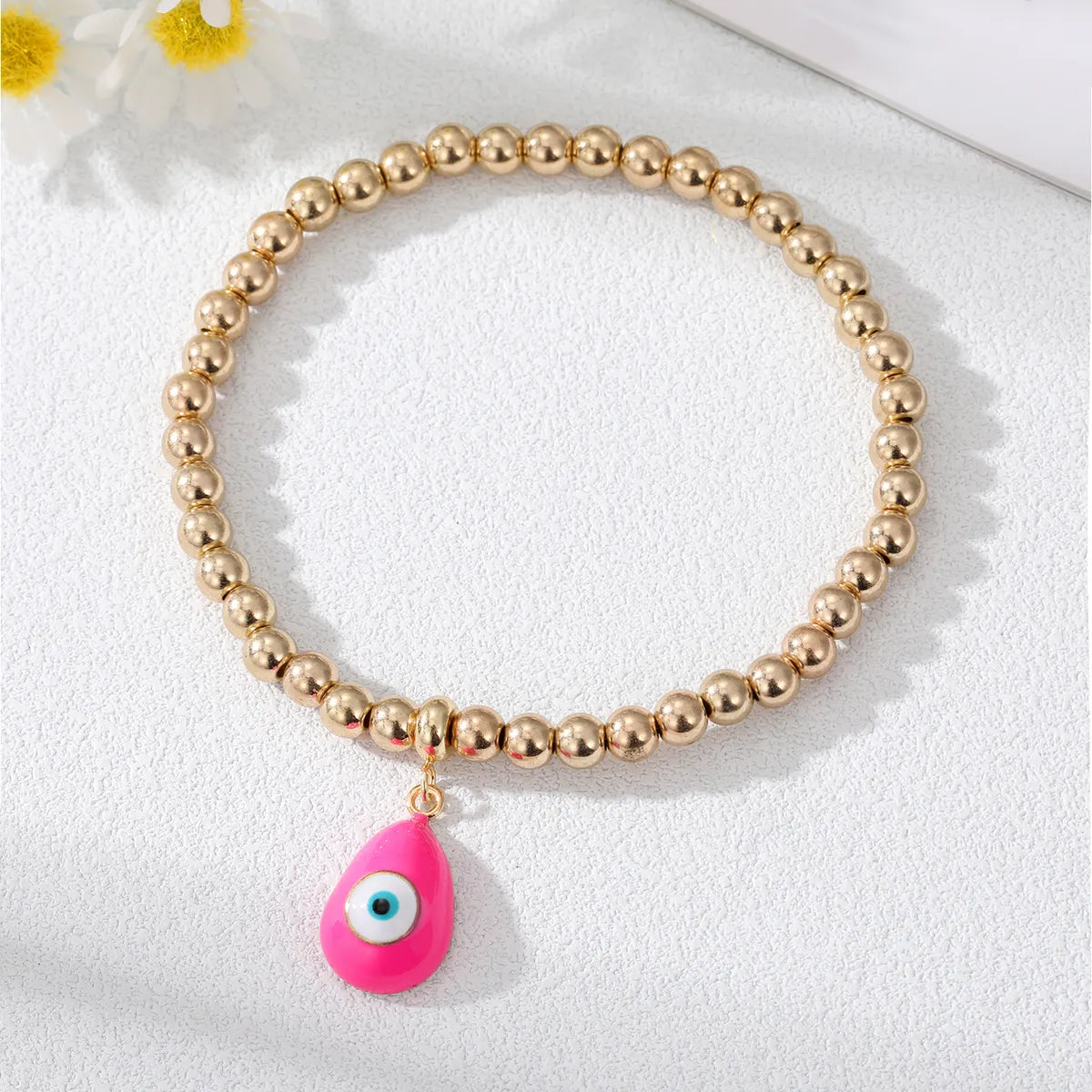 Simple Style Devil'S Eye Water Drop Alloy Resin Beaded Bracelets