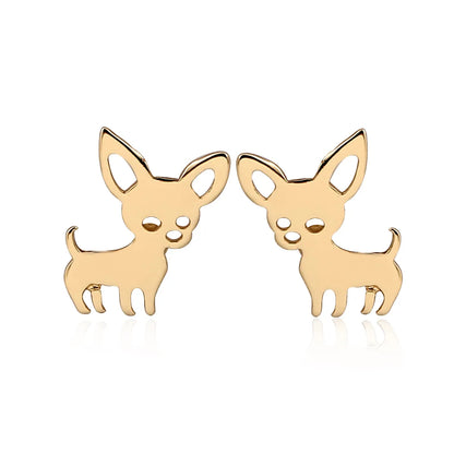 Women'S Simple Style Dog Cat Stainless Steel No Inlaid Ear Studs Plating Stainless Steel Earrings