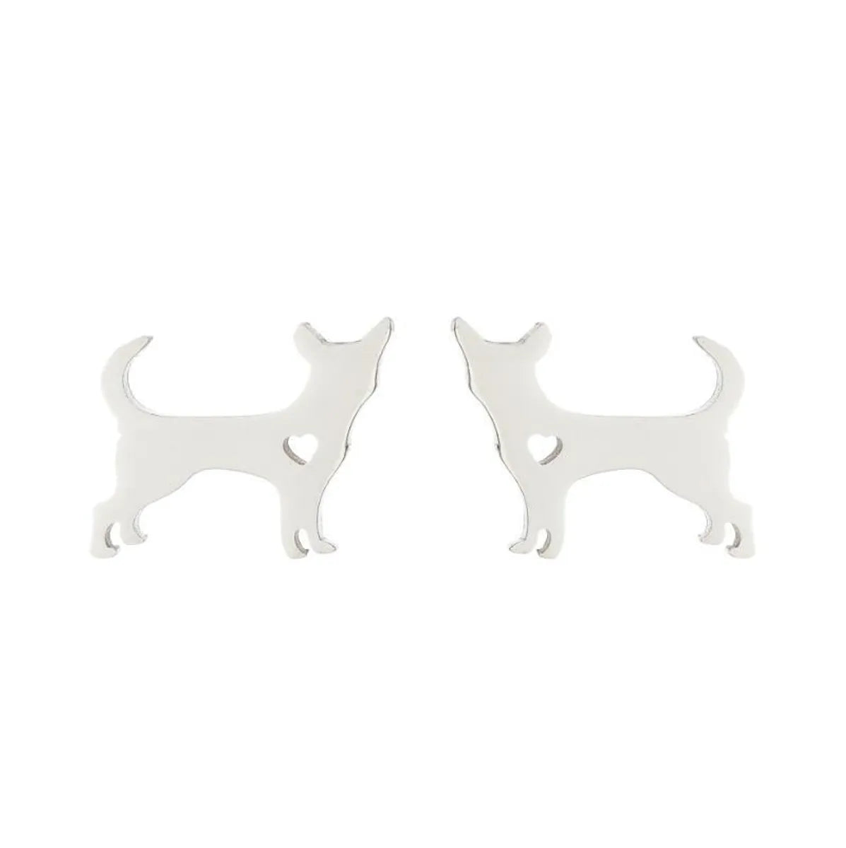 Women'S Simple Style Dog Cat Stainless Steel No Inlaid Ear Studs Plating Stainless Steel Earrings