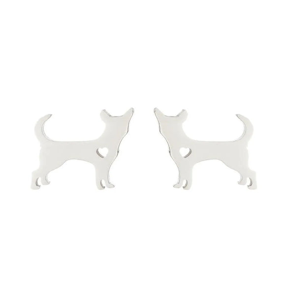 Women'S Simple Style Dog Cat Stainless Steel No Inlaid Ear Studs Plating Stainless Steel Earrings
