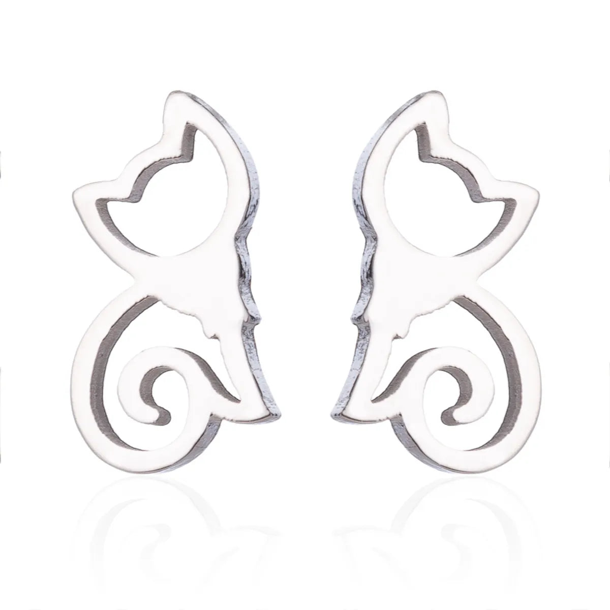 Women'S Simple Style Dog Cat Stainless Steel No Inlaid Ear Studs Plating Stainless Steel Earrings