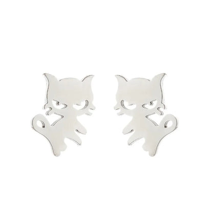 Women'S Simple Style Dog Cat Stainless Steel No Inlaid Ear Studs Plating Stainless Steel Earrings