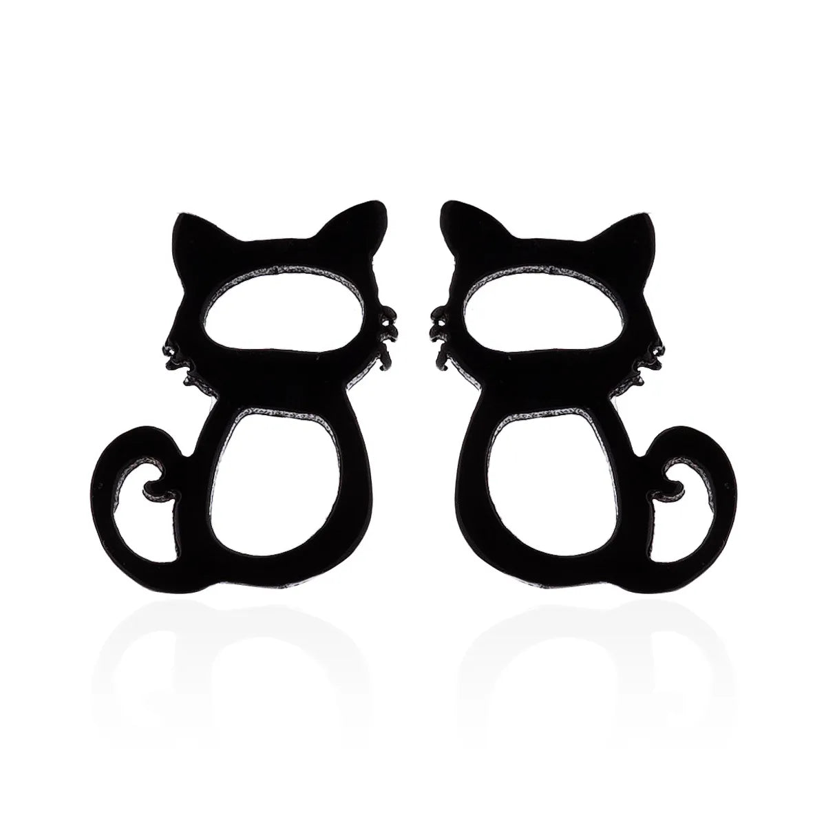 Women'S Simple Style Dog Cat Stainless Steel No Inlaid Ear Studs Plating Stainless Steel Earrings