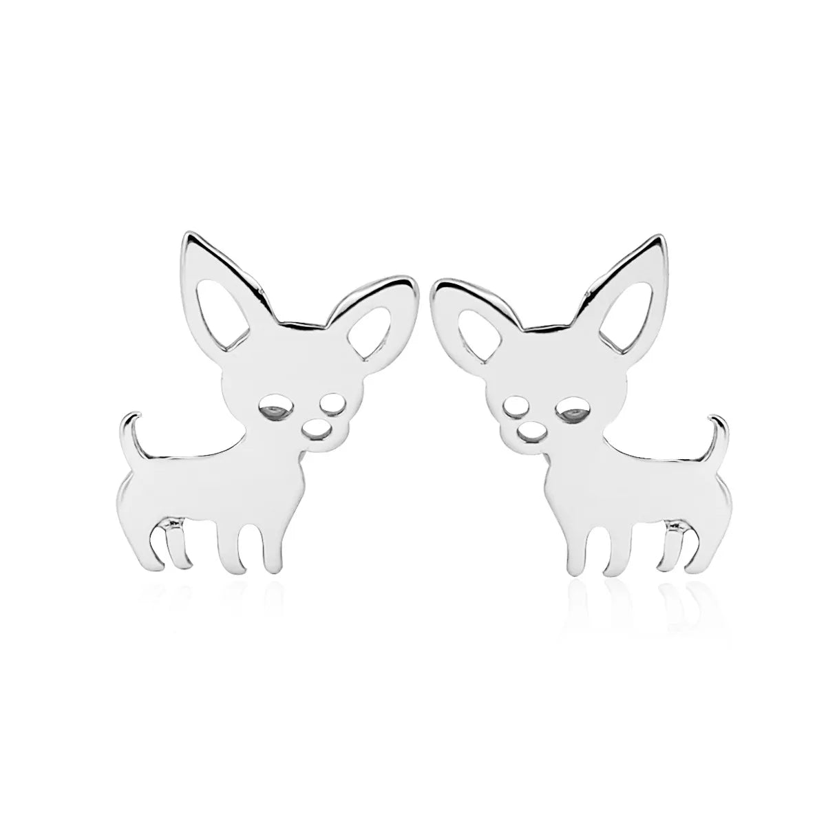 Women'S Simple Style Dog Cat Stainless Steel No Inlaid Ear Studs Plating Stainless Steel Earrings