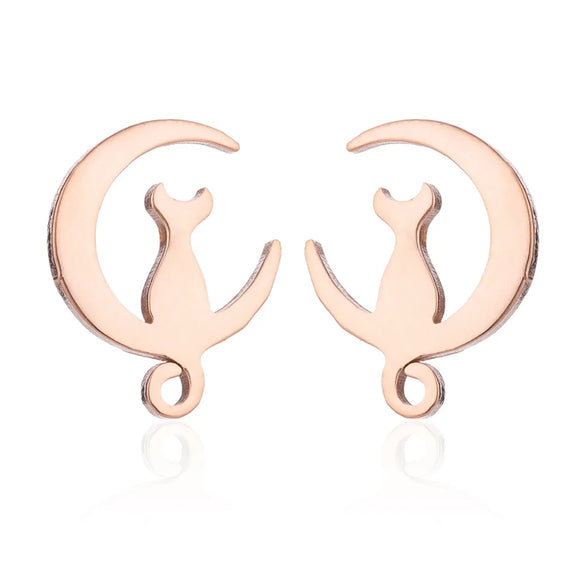 Women'S Simple Style Dog Cat Stainless Steel No Inlaid Ear Studs Plating Stainless Steel Earrings