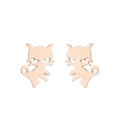 Women'S Simple Style Dog Cat Stainless Steel No Inlaid Ear Studs Plating Stainless Steel Earrings