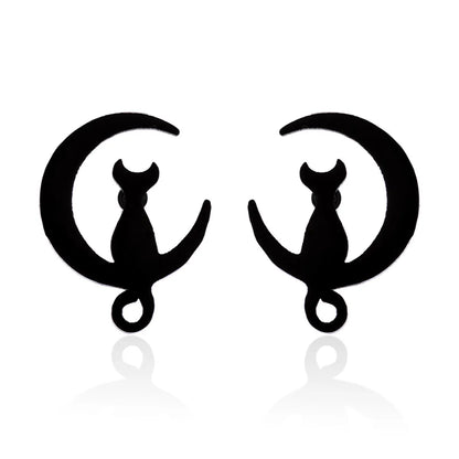 Women'S Simple Style Dog Cat Stainless Steel No Inlaid Ear Studs Plating Stainless Steel Earrings