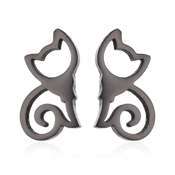 Women'S Simple Style Dog Cat Stainless Steel No Inlaid Ear Studs Plating Stainless Steel Earrings