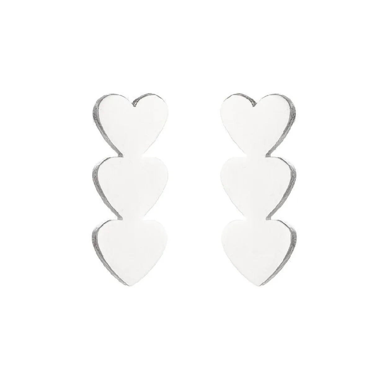 Women'S Simple Style Geometric Heart Stainless Steel No Inlaid Ear Studs Stainless Steel Earrings