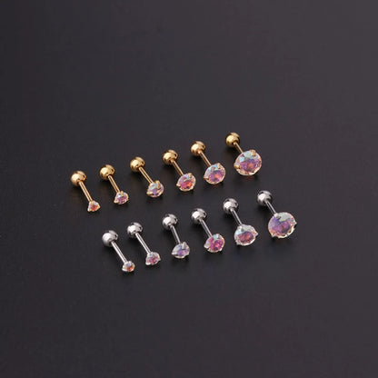 Women's Simple Style Geometric Metal Ear Studs Plating Zircon Body Jewelry