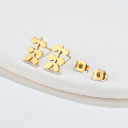 Simple Style Geometric 304 Stainless Steel No Inlaid 18K Gold Plated Ear Studs