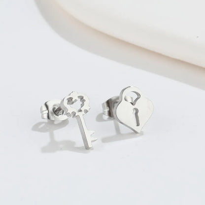 Simple Style Geometric 304 Stainless Steel No Inlaid 18K Gold Plated Ear Studs