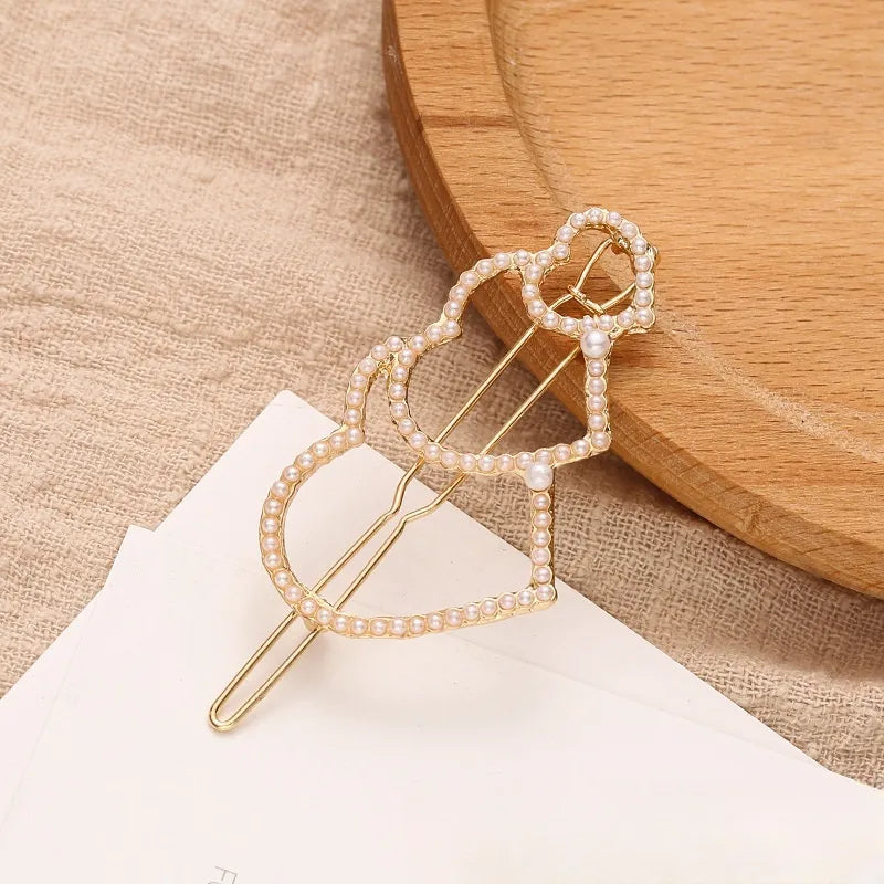 Women'S Simple Style Heart Shape Alloy Plating Artificial Pearls Hair Clip